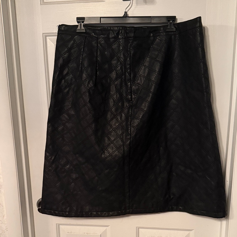 Black Faux Leather Quilted Skirt
